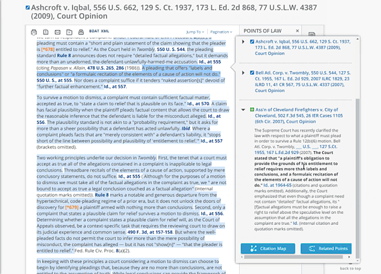 Points of Law Document View